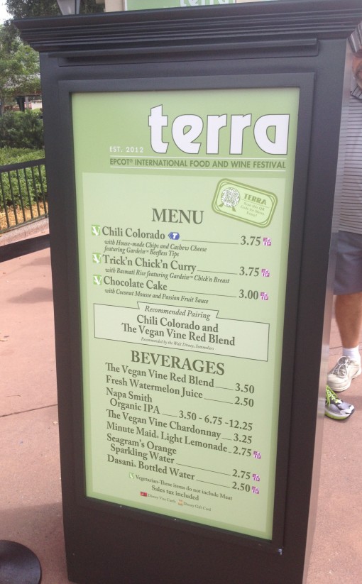 Terra menu at Epcot's Food and Wine Festival