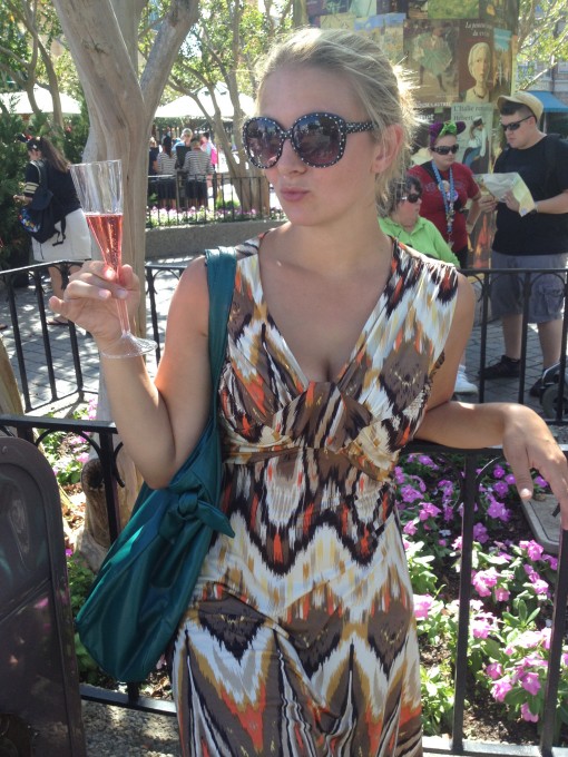 Enjoying some Champagne at Epcot's Food and Wine Festival