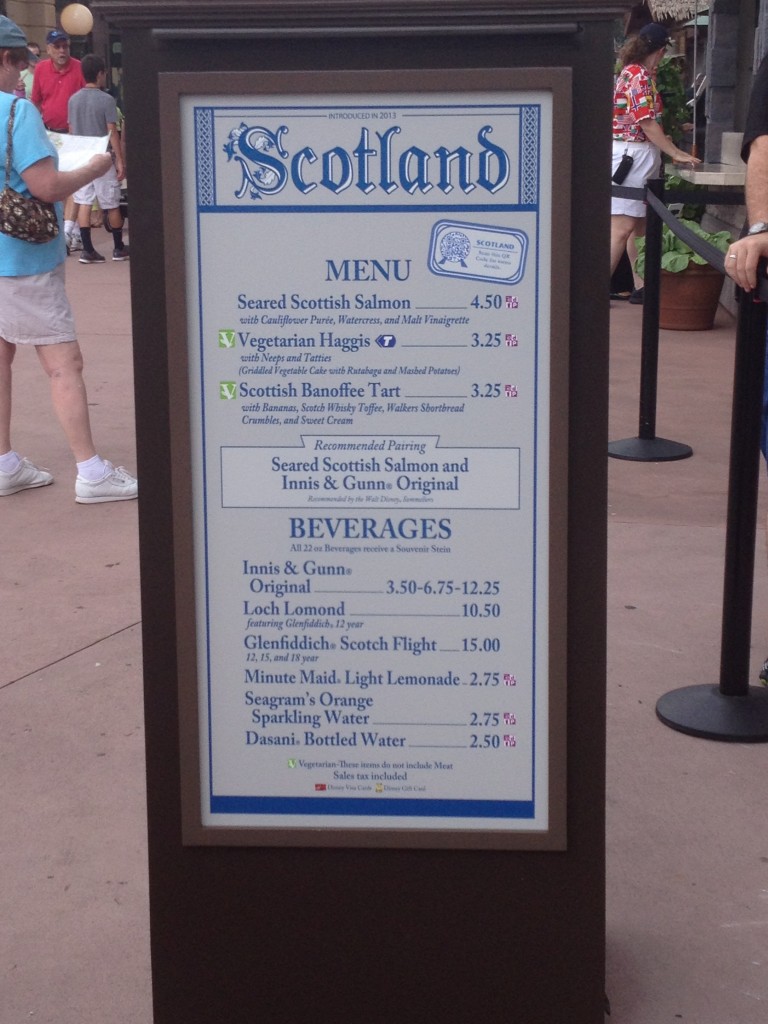 Scotland menu at Epcot's Food and Wine Festival