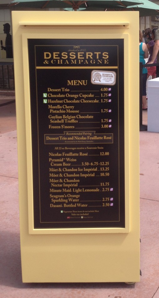 Desserts and Champagne Menu at the Epcot International Food and Wine Festival 