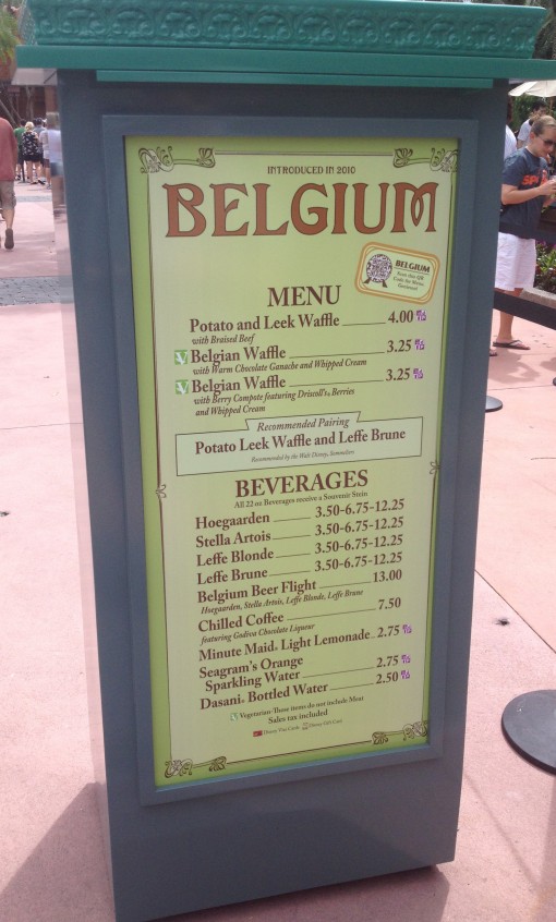 Belgium menu at the Epcot International Food and Wine Festival