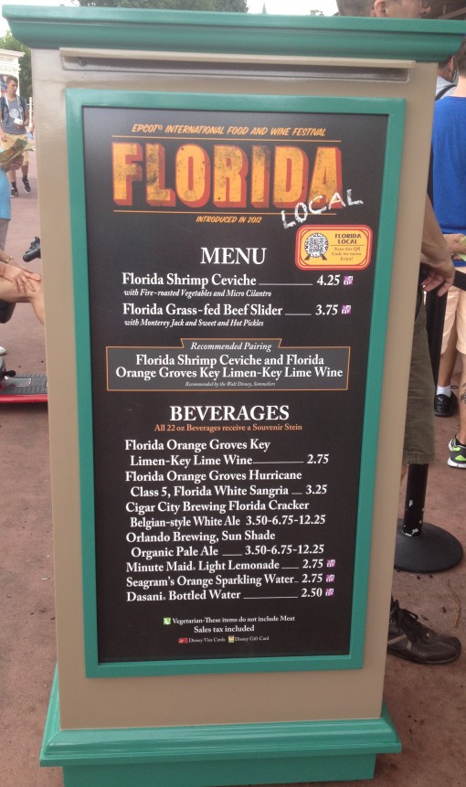 Florida Local Menu at the Epcot International Food and Wine Festival