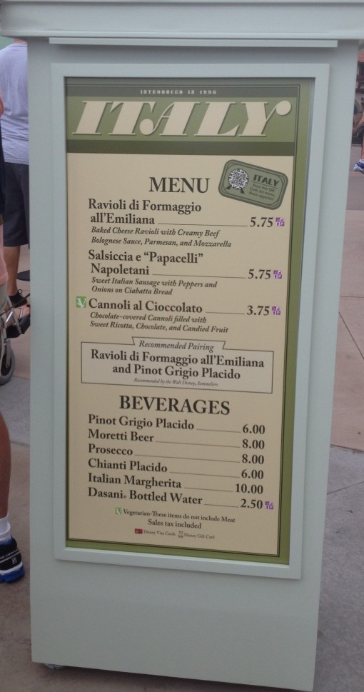 Italy Menu at Epcot