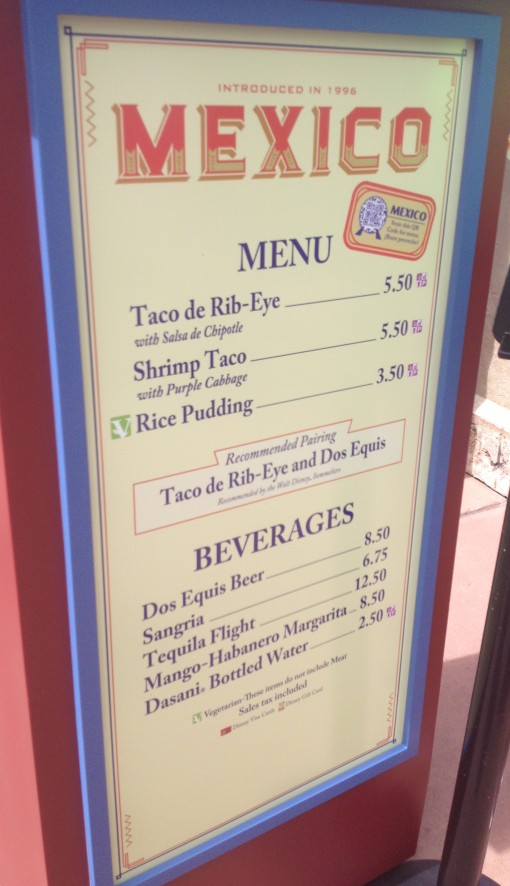 Mexico Menu at Epcot