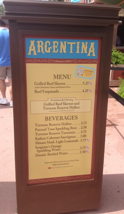 Argentina Menu at the Epcot International Food and Wine Festival