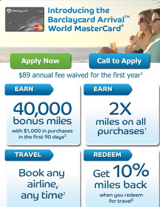 Barclaycard Arrival Offer