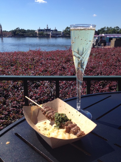 Argentina's Grilled Beef Skewer with Chimichurri Sauce and Boniato Puree and Pascual Toso Sparkling Brut at the Epcot International Food and Wine Festival