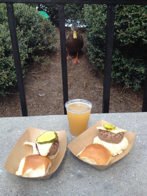Florida Local's Florida Grass-Fed Beef Slider with Monterey Jack and Sweet & Hot Pickles and Cigar City Brewing Florida Cracker Belgian-style White Ale at the Epcot International Food and Wine Festival