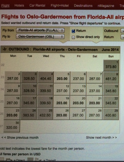 Norweigian Air Shuttle Prices From Florida to Oslo!