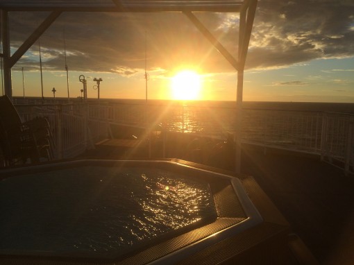 View from DFDS Seaways Pearl Owner Suite with outdoor jacuzzi from Copenhagen to Oslo