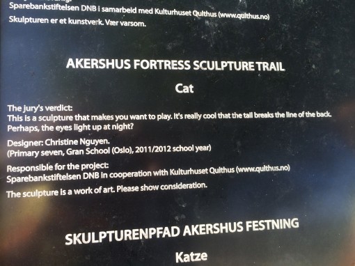 cat sculpture, akershus fortress, oslo, norway