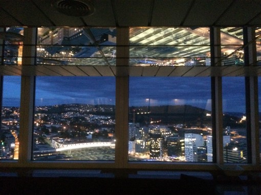 Night view of Olso from the Radisson Blu Plaza