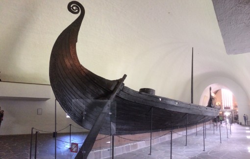 The Oseberg Ship at the Viking Ship Museum in Oslo, Norway. 