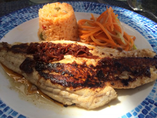 Grouper Al Ajillo at Fiesta Americana Grand Coral Beach Resort in Cancun, Mexico