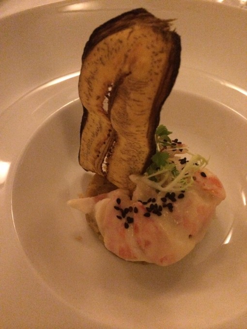 Lobster tail served on sweet plantains at Ramona at Nizuc Resort and Spa in Cancun, Mexico