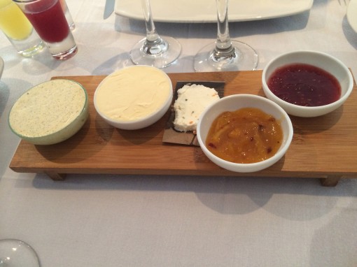 Selection of marmalades, butters, and spreads at Benazuza in Cancun, Mexico