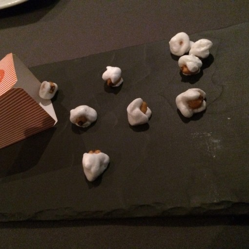 Coconut popcorn at Benazuza in Cancun, Mexico