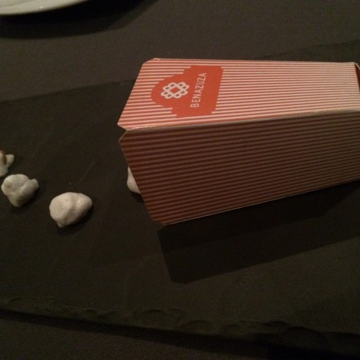 Coconut popcorn at Benazuza in Cancun, Mexico