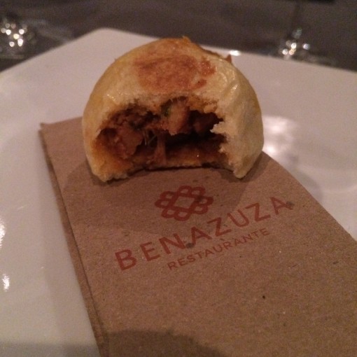 Gordita/Brioche with "Chicharron" at Benazuza in Cancun, Mexico