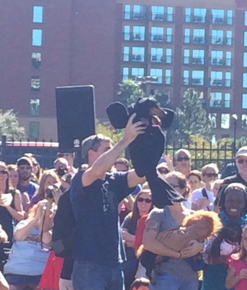 Quimby the winner of the wiener dog costume contest at Oktoberfest in Savannah, GA