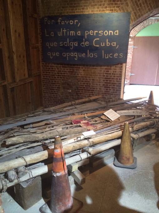 Cuban refugee raft, "The last person to leave Cuba, please turn off the lights"