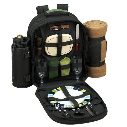 Picnic At Ascot Eco Picnic Backpack with Blanket and Two Place Settings