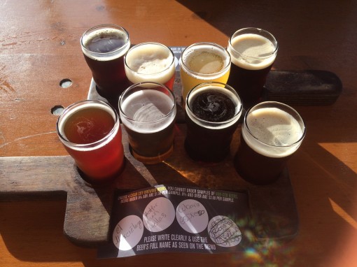 Beer flight at Cigar City Brewing in Tampa, FL