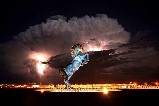 'Blucifer' the blue mustang at the Denver Airport- photo by Eric Golub