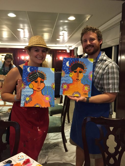 Wine and Paint night aboard the Fathom Adonia