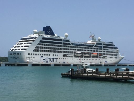 The Fathom Adonia in port at Amber Cove, Dominican Republic