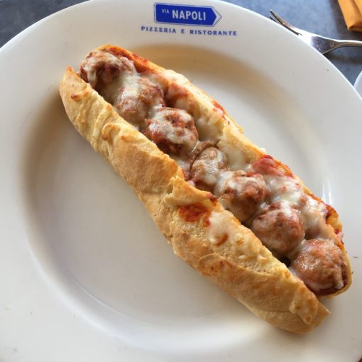 New meatball sub at the Via Napoli Pizza window at the Italy pavilian in Epcot!