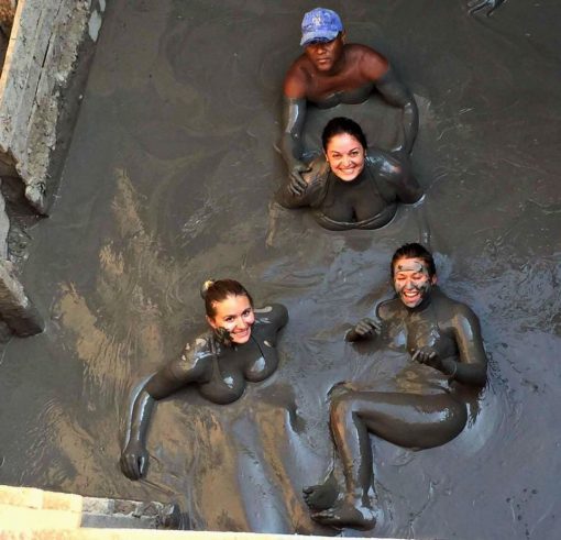 Climb inside a volcano for a warm mud bath at El Tutomo just outside of Cartagena, Colombia