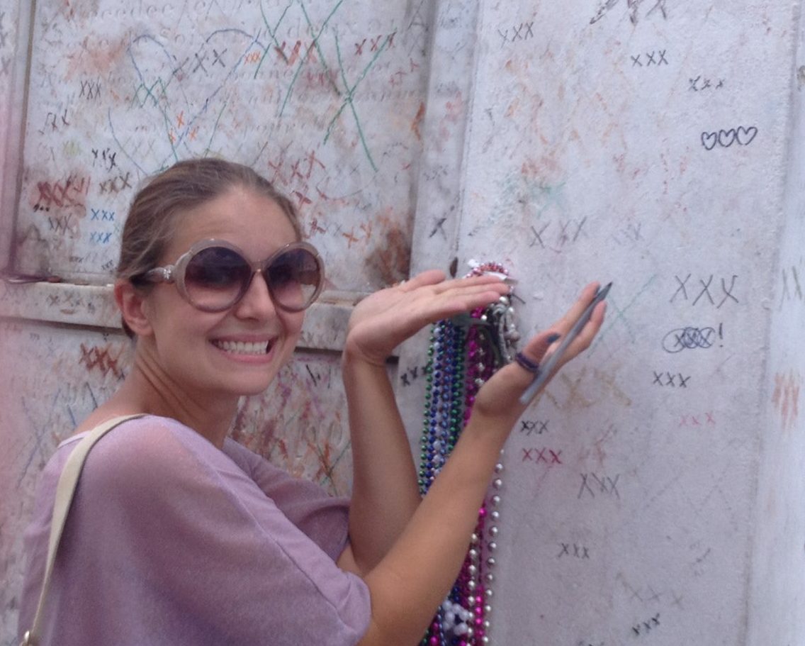 Practicing a little Voodo at Marie Laveau's grave in New Orleans